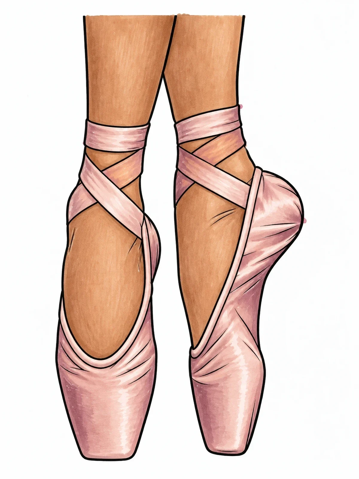Colored example of the Ballet Pointe Shoes Close Up coloring page