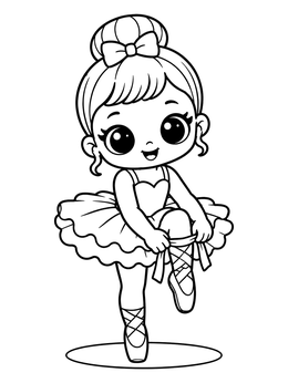 Free printable Ballerina Doll Tying Ballet Shoes coloring page