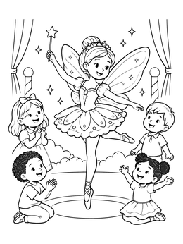 Free printable Ballerina Fairy Performing For Children coloring page