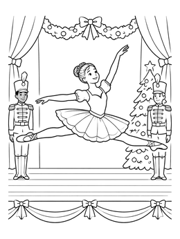 Free printable Ballerina Leaping On Festive Stage coloring page