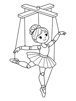 Free printable Ballerina Marionette Puppet coloring page