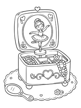 Free printable Ballerina Musical Jewelry Box coloring page