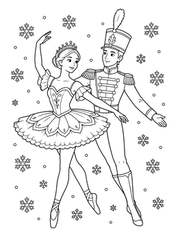 Free printable Ballerina And Nutcracker Prince Dancing coloring page