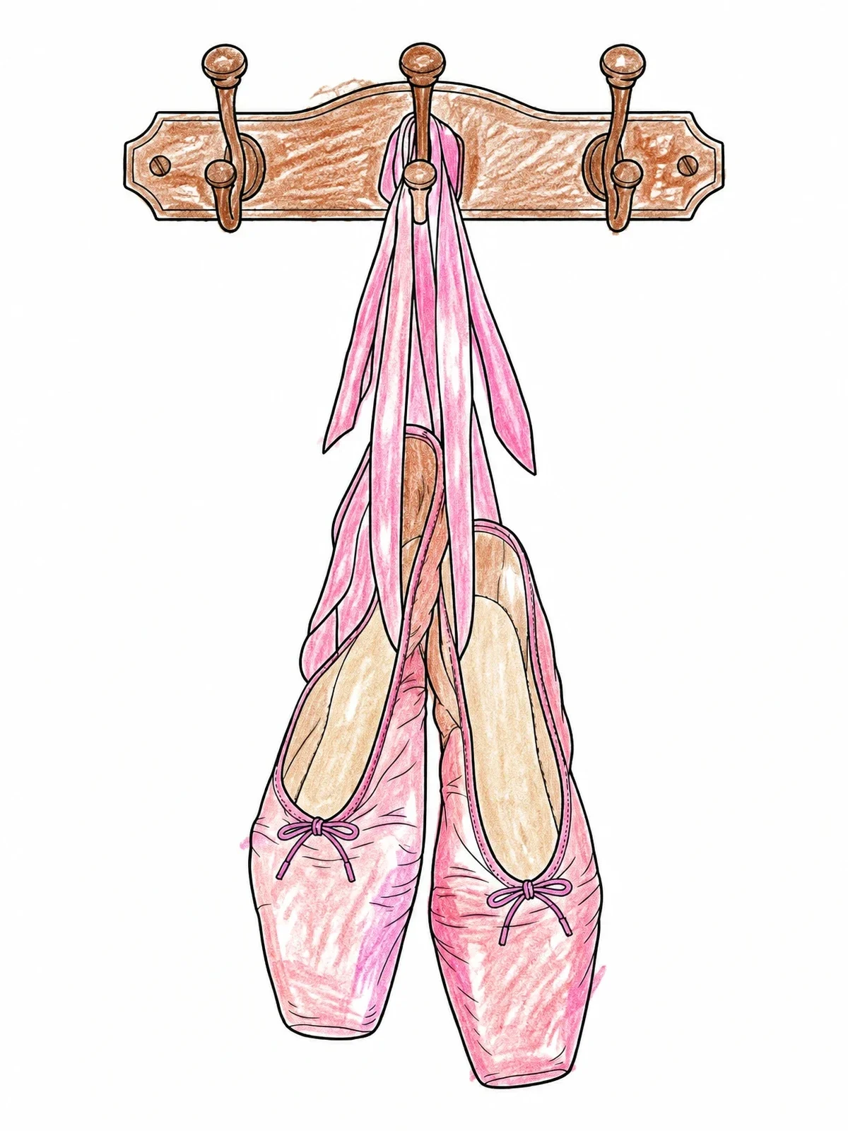 Colored example of the Pointe Shoes On Vintage Hook coloring page