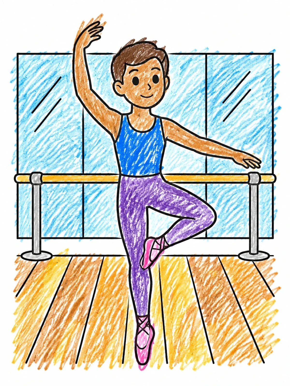Colored example of the Young Ballet Dancer In Studio coloring page