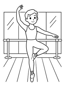 Free printable Young Ballet Dancer In Studio coloring page