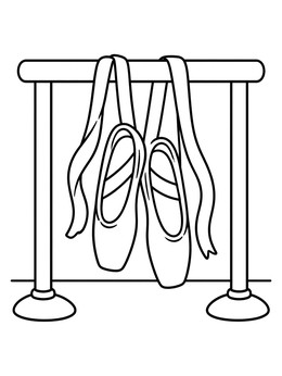 Free printable Ballet Pointe Shoes On Barre coloring page