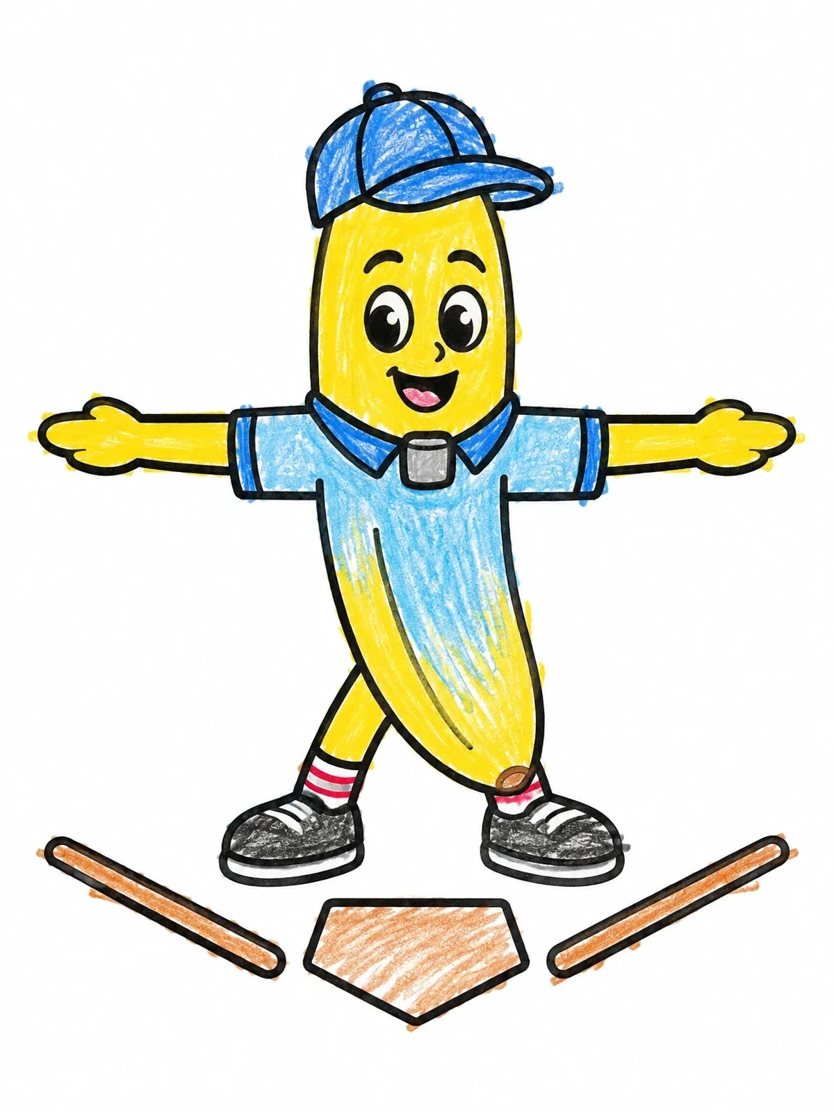 Colored example of the Banana Baseball Umpire Making Call coloring page