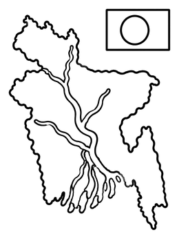 Free printable Bangladesh Map And Flag Outline coloring page