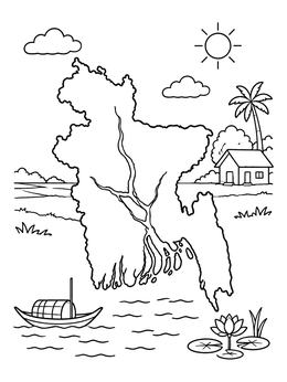 Free printable Map Of Bangladesh With Traditional Boat coloring page