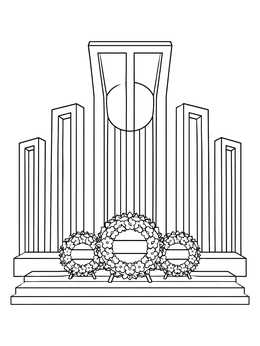 Free printable Shaheed Minar Monument With Floral Wreaths coloring page