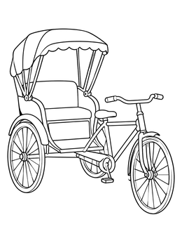 Free printable Traditional Cycle Rickshaw coloring page