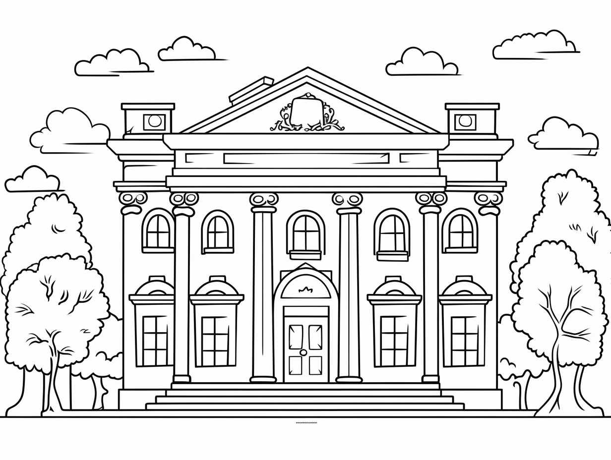 Bank Coloring Activity For Children Coloring Page