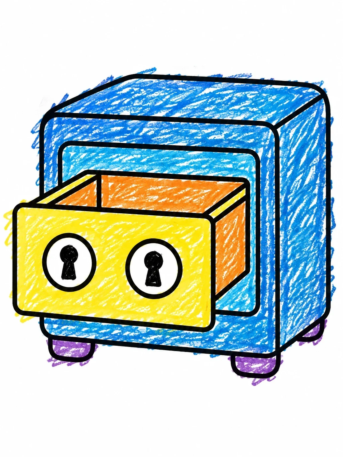 Colored example of the Bank Safe Deposit Box Drawer coloring page