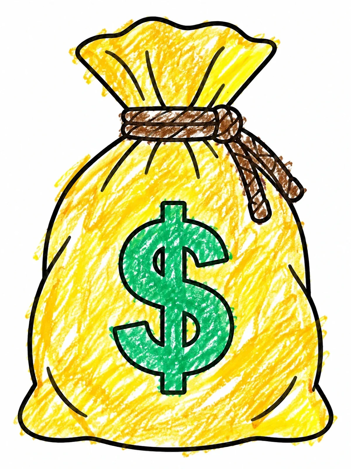 Colored example of the Tied Canvas Money Bag coloring page