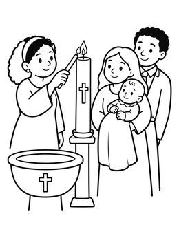 Free printable Baptism Candle Ceremony With Family coloring page