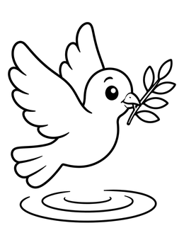 Free printable Dove With Olive Branch coloring page