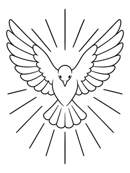 Free printable Holy Spirit Dove With Light Rays coloring page
