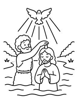 Free printable Baptism Of Jesus In River coloring page