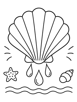 Free printable Baptism Shell With Water Drops coloring page