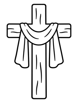 Free printable Simple Wooden Cross With Cloth coloring page
