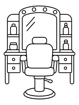 Free printable Barber Chair And Vanity Station coloring page