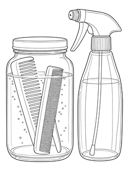 Free printable Barber Disinfectant Jar And Spray Bottle coloring page