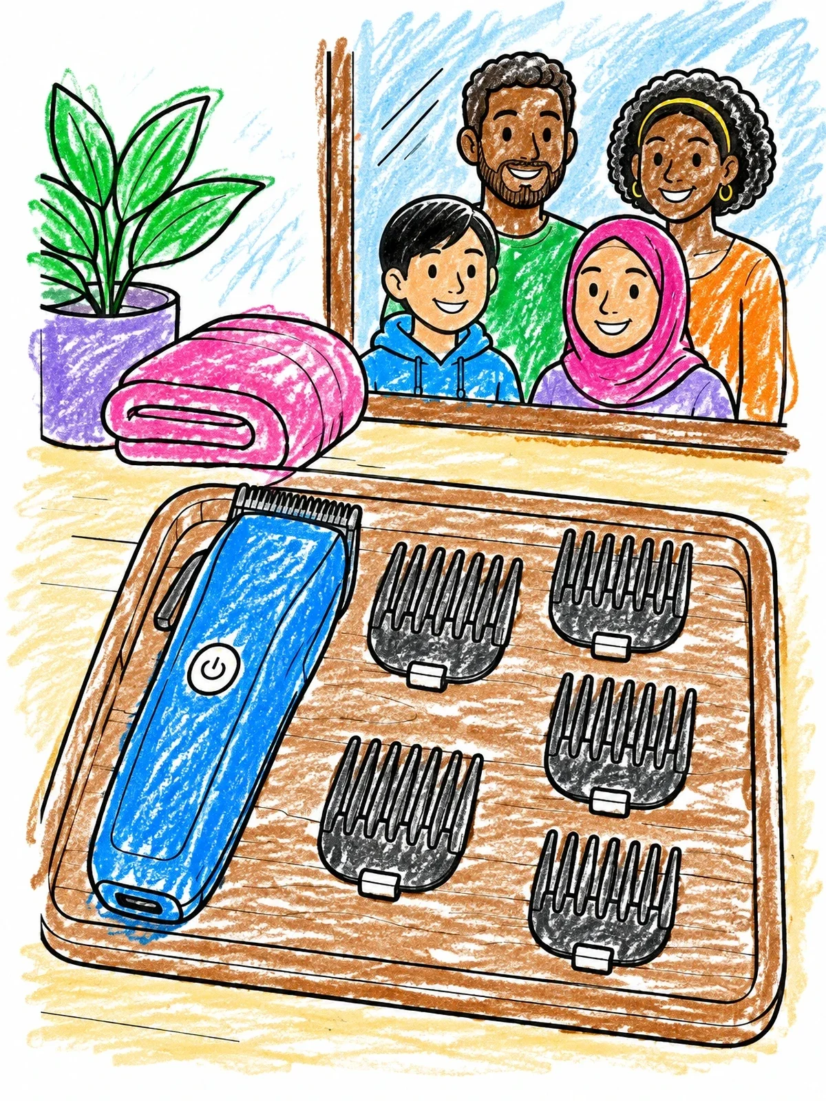 Colored example of the Hair Clippers And Salon Mirror coloring page
