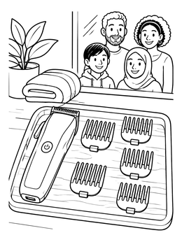 Free printable Hair Clippers And Salon Mirror coloring page
