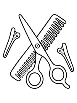 Free printable Barber Scissors And Hair Comb coloring page