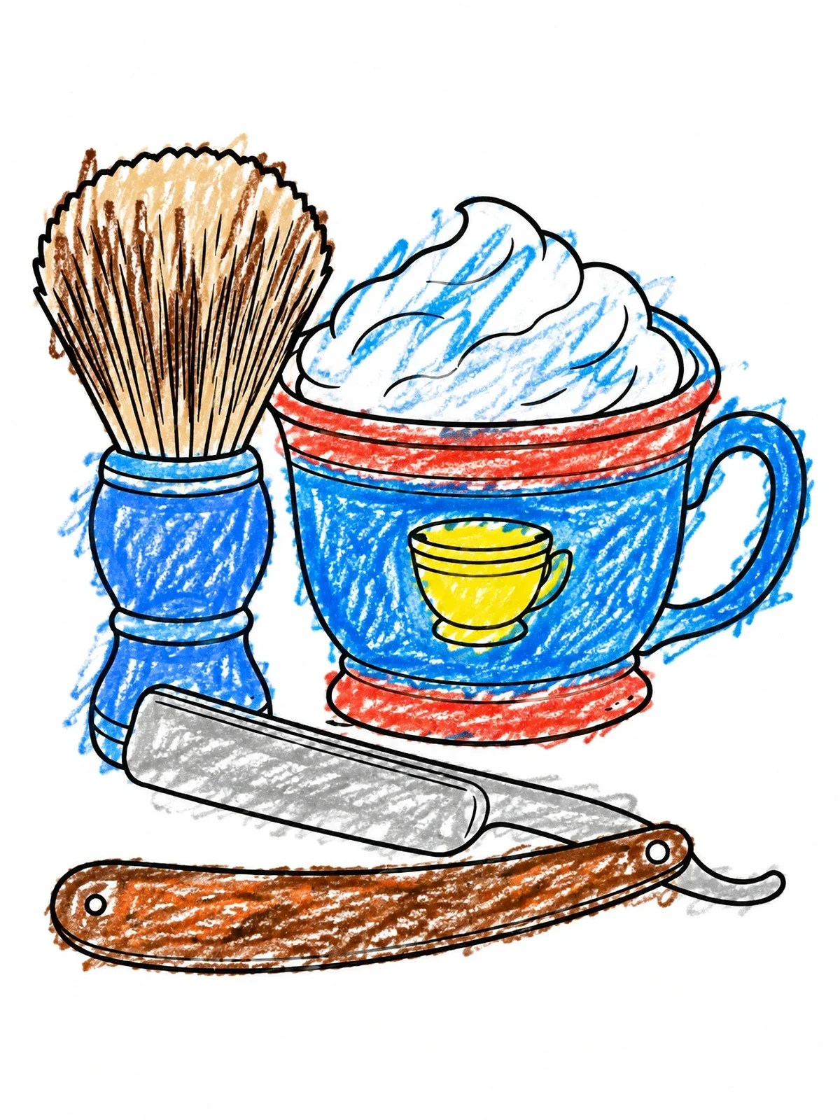 Colored example of the Vintage Shaving Kit And Razor coloring page