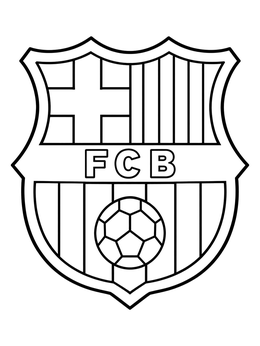 Football crest with cross, stripes, and soccer ball in this barcelona coloring page.