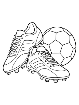 A pair of soccer boots and a ball on this barcelona coloring page.