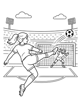 Free printable Soccer Player Kicking Toward Goal coloring page
