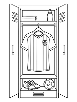 A striped soccer jersey and cleats featured in this barcelona coloring page.