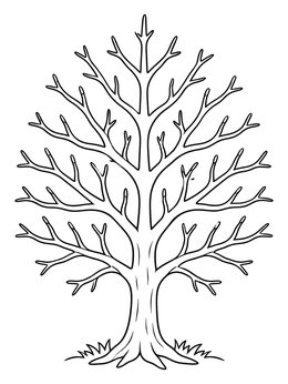 A bare Lenten tree waiting for leaves in a lent coloring page.