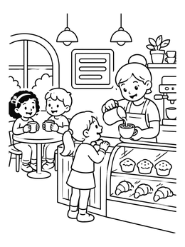 Free printable Barista Pouring Milk At The Cafe Counter coloring page