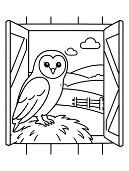 Free printable Barn Owl At The Loft Window coloring page