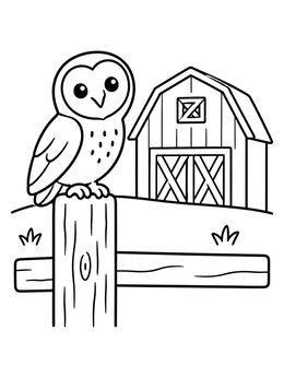 Free printable Cute Barn Owl On Fence Post coloring page