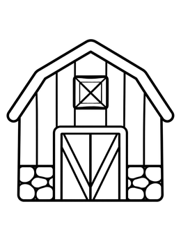 Free printable Simple Country Barn With Stone Base coloring page