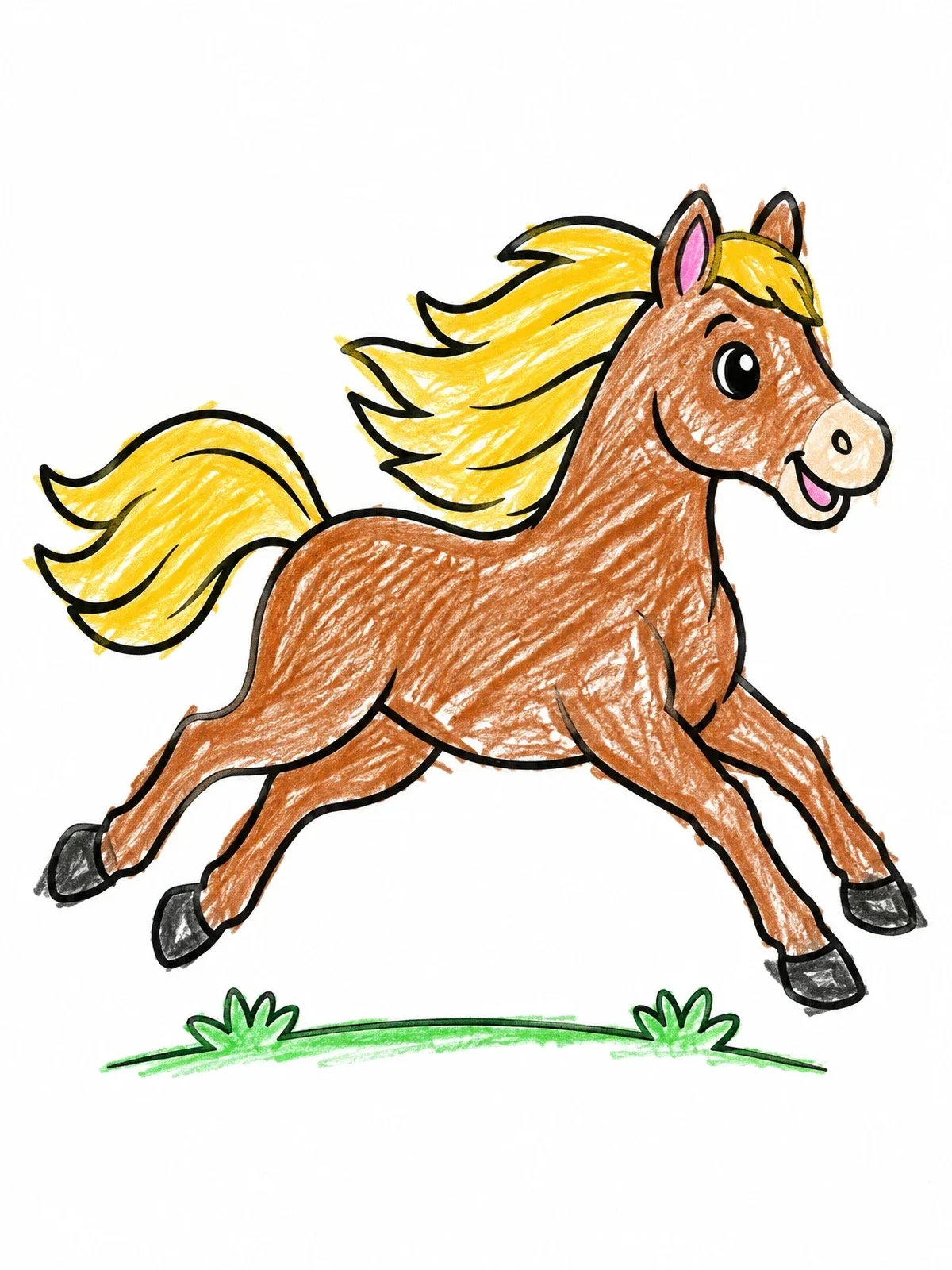 Colored example of the Playful Galloping Pony coloring page