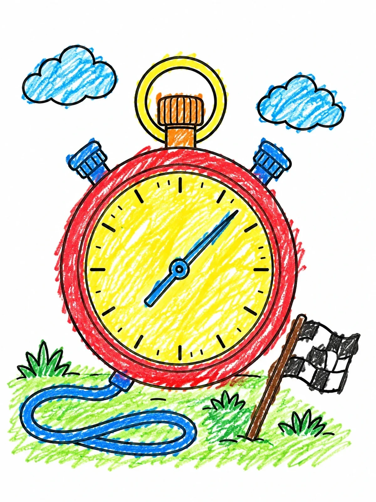 Colored example of the Rodeo Arena Timing Stopwatch coloring page