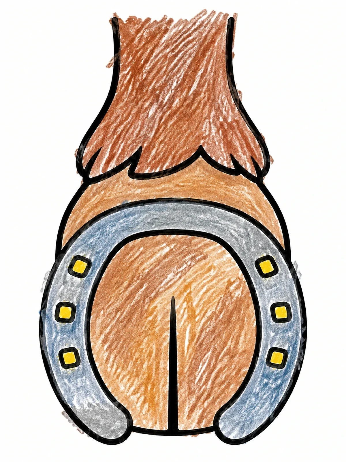 Colored example of the Simple Horse Hoof With Horseshoe coloring page