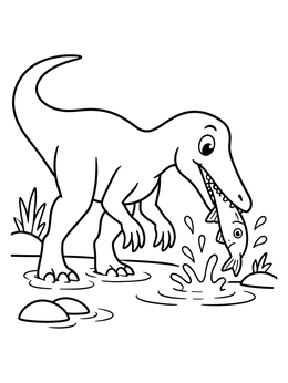 Free printable Baryonyx Catching A Fish coloring page