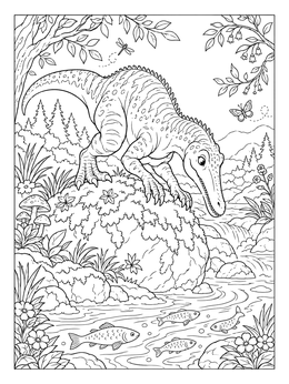 Free printable Baryonyx Watching Fish By The River coloring page