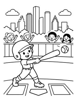 Free printable Baseball Player By Houston Skyline coloring page