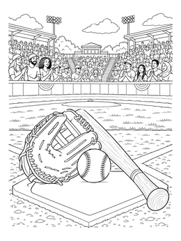 Free printable Baseball Gear At Ballpark coloring page
