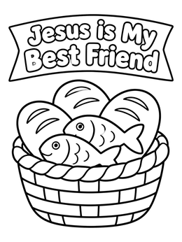 Free printable Basket Of Loaves And Fishes coloring page