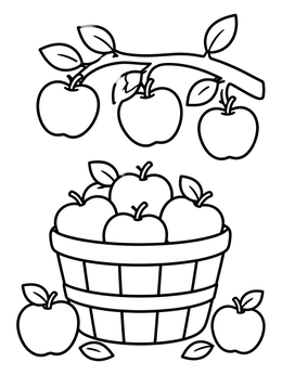Free printable Basket Of Apples Under Branch coloring page