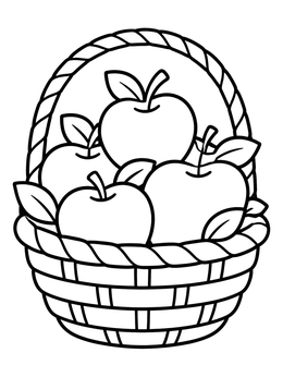 Free printable Basket Of Fresh Apples coloring page